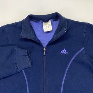 Vintage Adidas Track Jacket Womens Medium Soccer Zip Up 3 Stripes Y2k Sweatshirt